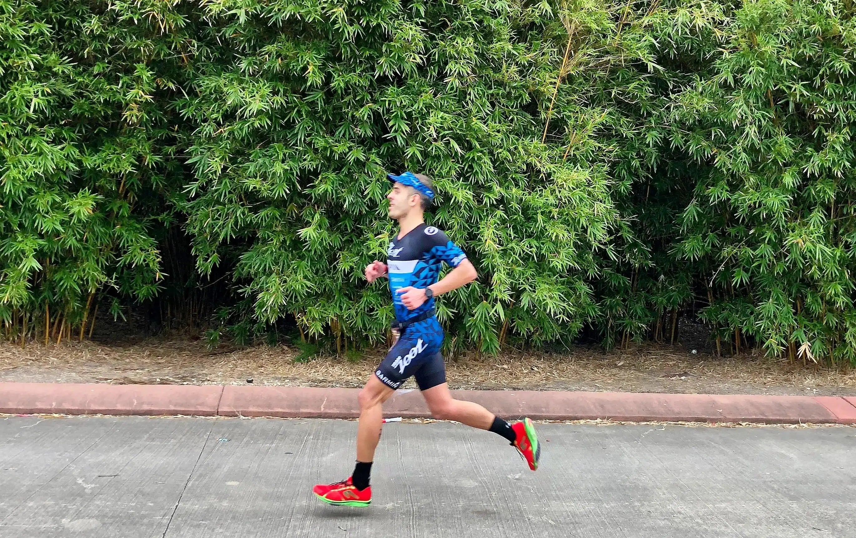 Breno Melo running during the Ironman 70.3 at Moody Gardens in Galveston